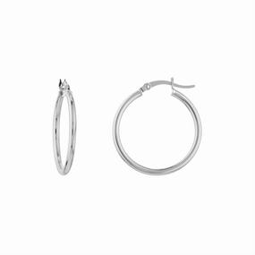 10K White Gold 25mm Hoop Earrings