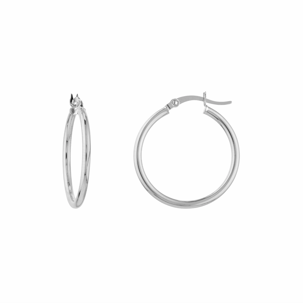 10K White Gold 25mm Hoop Earrings