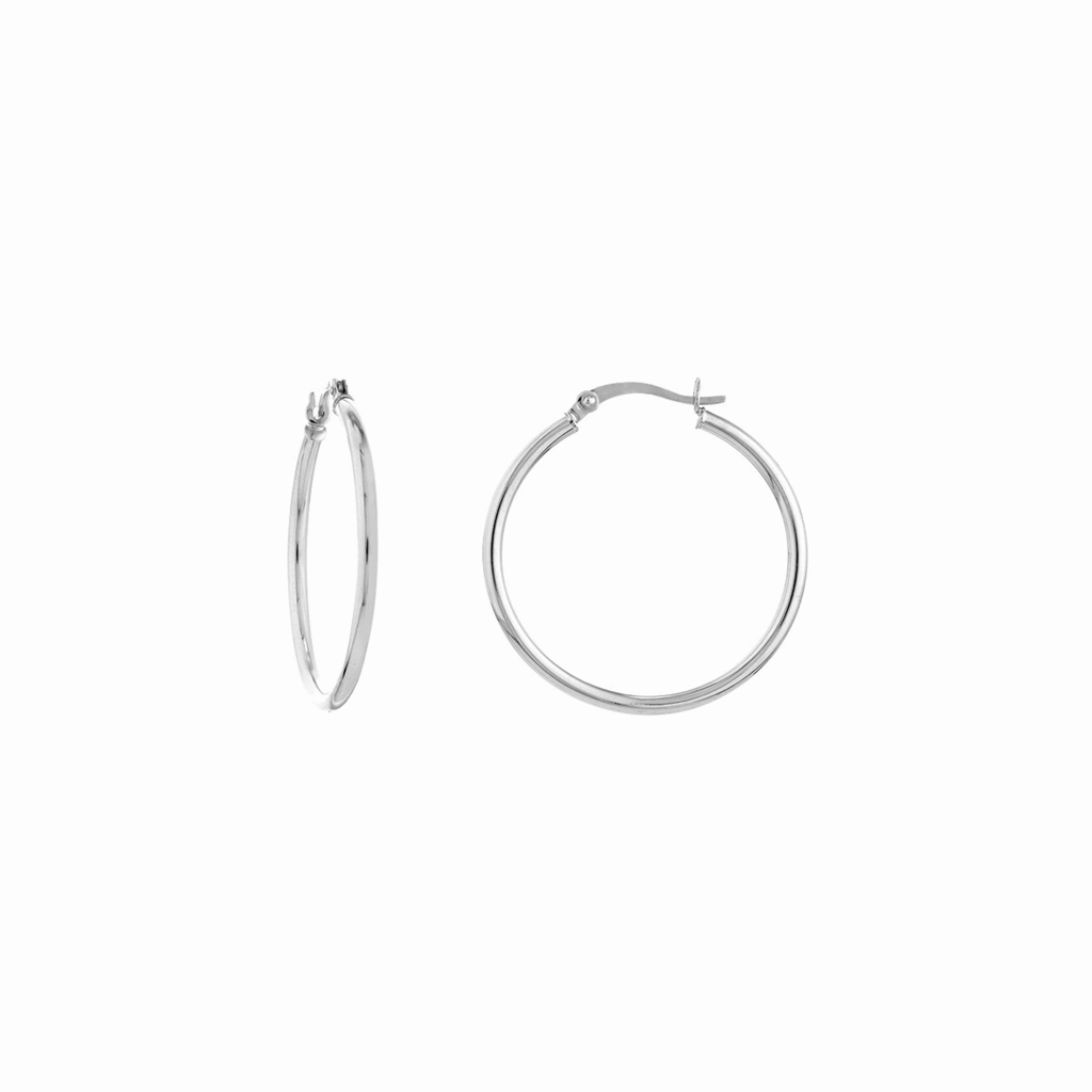 10K White Gold 30mm Hoop Earrings