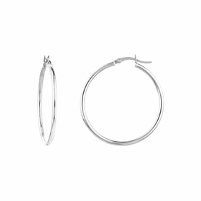 10K White Gold 35mm Hoop Earrings