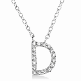 10K White Gold D Initial Diamond Necklace