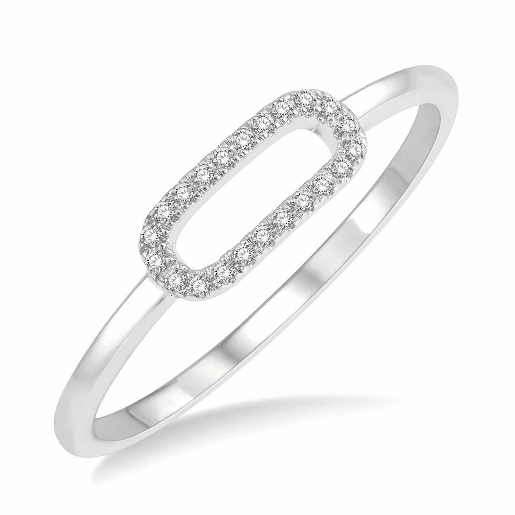 10K White Gold Paperclip Diamond Ring