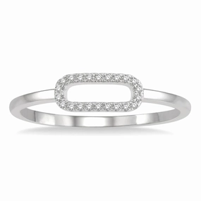 10K White Gold Paperclip Diamond Ring