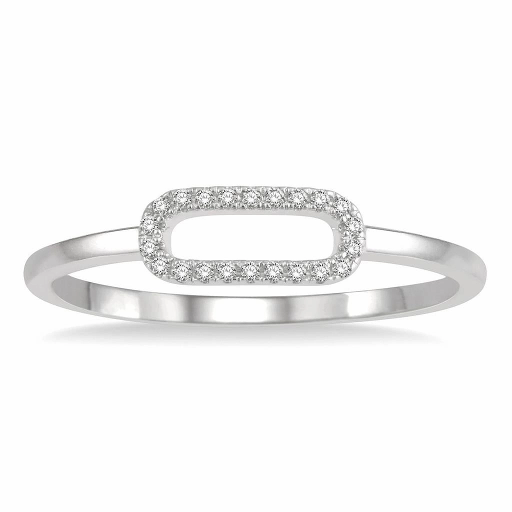 10K White Gold Paperclip Diamond Ring