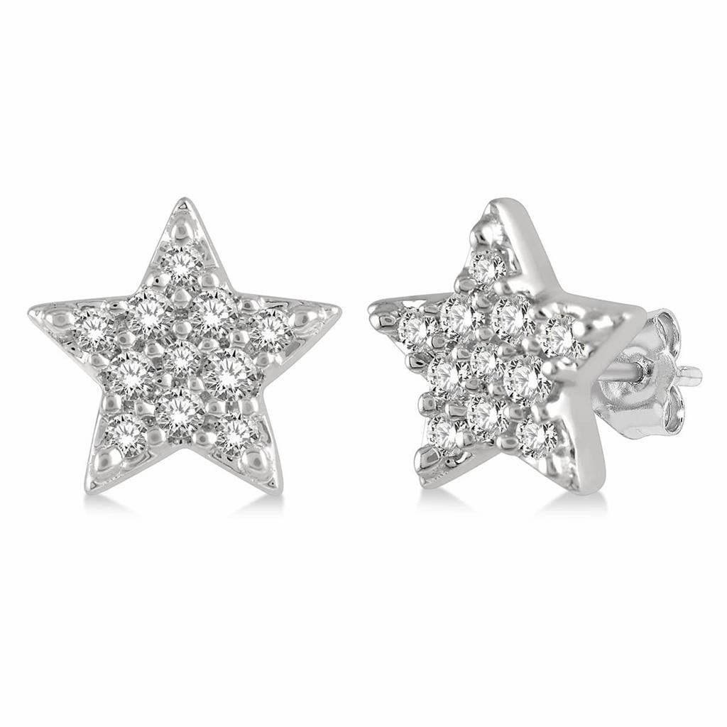10K White Gold Petite Star Diamond Earring