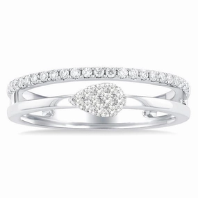 10K White Gold Stackable Natural Diamonds Ring