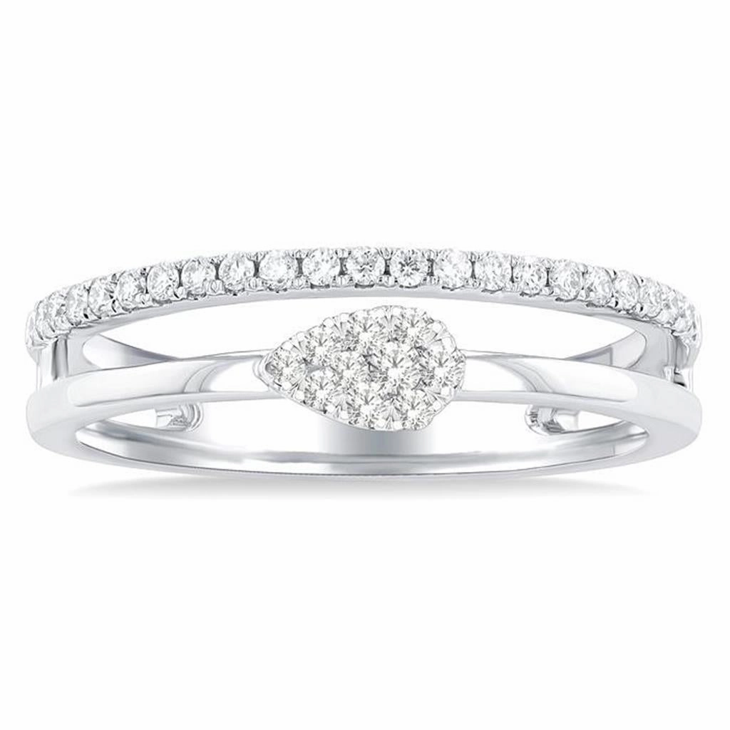 10K White Gold Stackable Natural Diamonds Ring