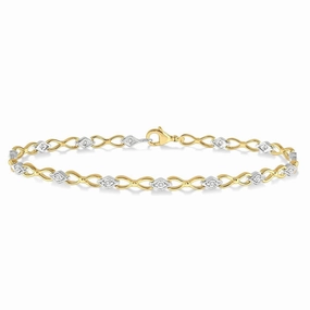 10K Yellow And White Gold Diamond Link Bracelet