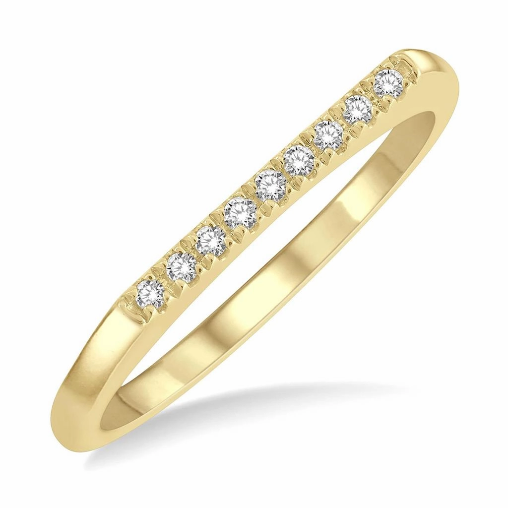 10K Yellow Gold Bar Top Diamond Stackable Ring