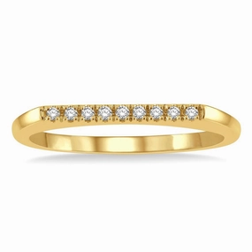10K Yellow Gold Bar Top Diamond Stackable Ring