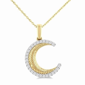 10K Yellow Gold Celeste Crescent Moon Diamond Pendant