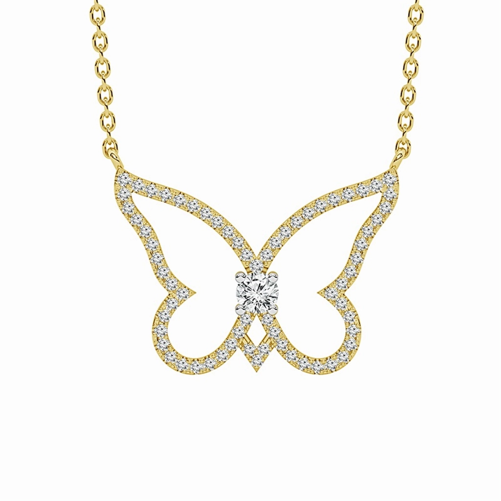 10K Yellow Gold Diamond Butterfly Necklace