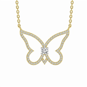 10K Yellow Gold Diamond Butterfly Necklace