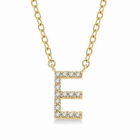 10K Yellow Gold E Initial Diamond Necklace