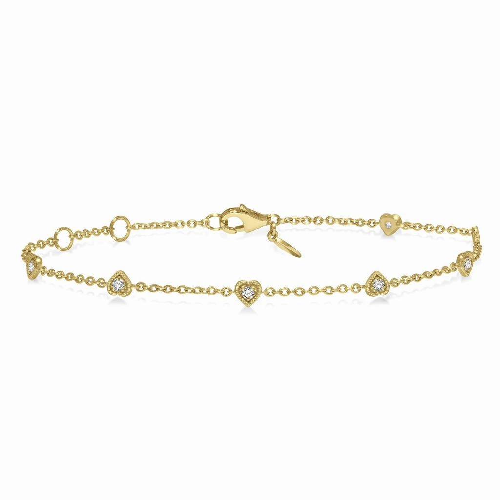 10K Yellow Gold Heart Station Diamond Bracelet