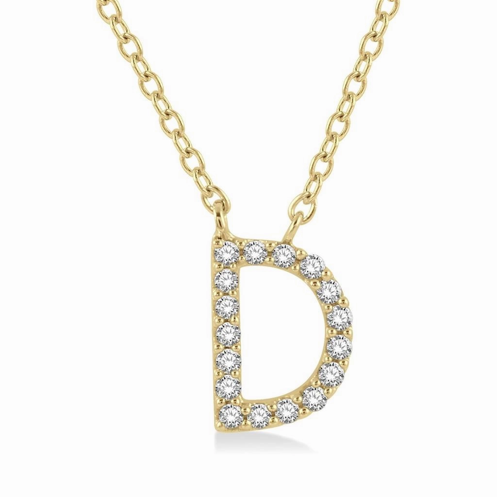 10K Yellow Gold Initial D Diamond Necklace