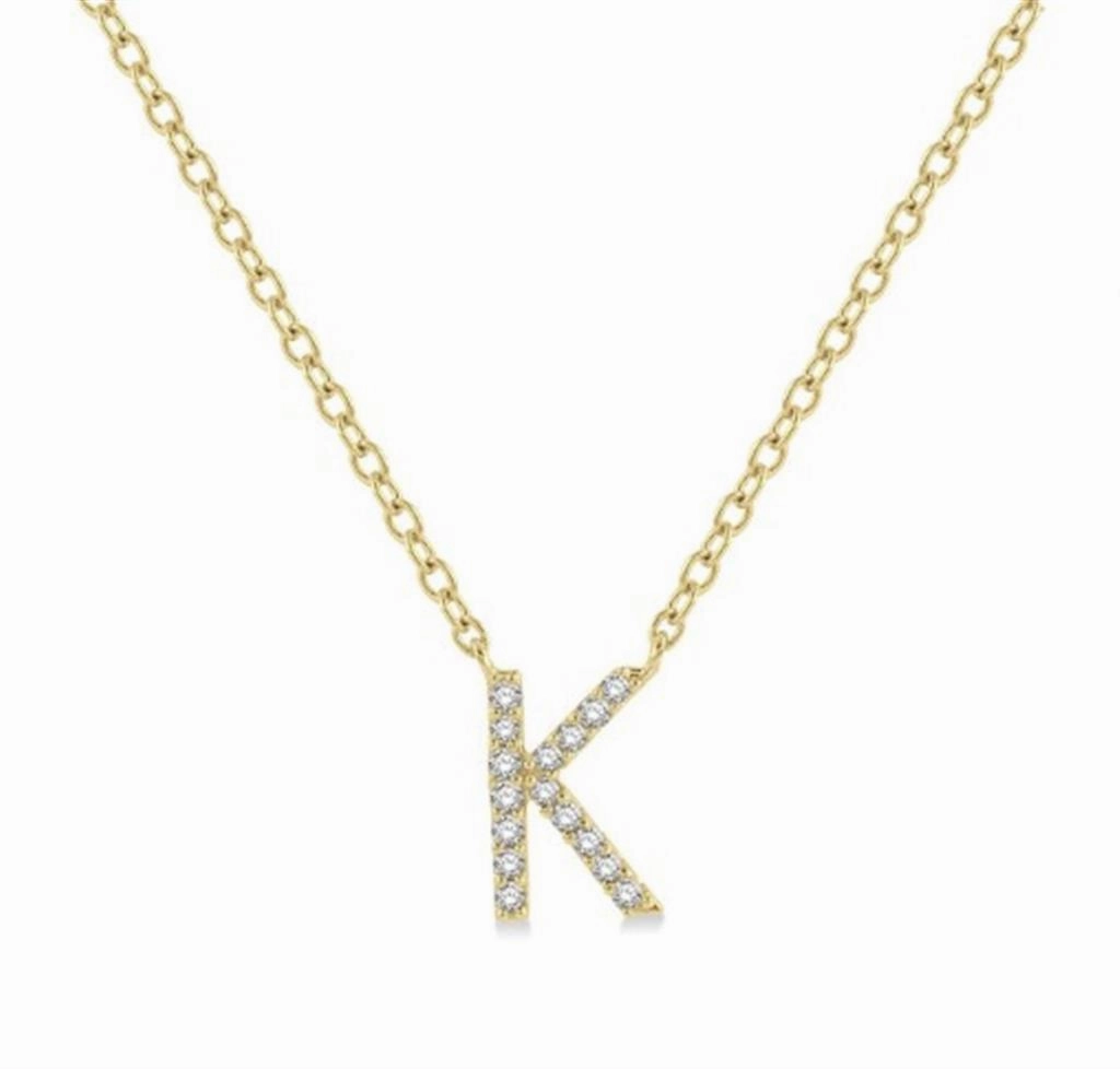 10K Yellow Gold K Initial Diamond Necklace