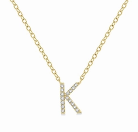 10K Yellow Gold K Initial Diamond Necklace