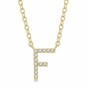 10K Yellow Gold Natural Diamonds Initial F Necklace