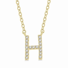 10K Yellow Gold Natural Diamonds Initial Necklace