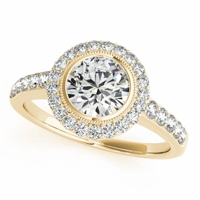10K Yellow Gold Round Halo Engagement Ring