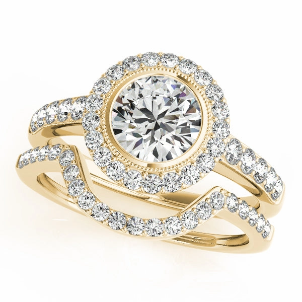 10K Yellow Gold Round Halo Engagement Ring