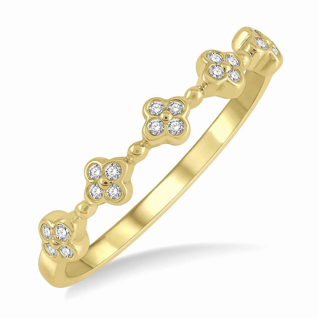 10K Yellow Gold Stackable Clover Diamond Ring