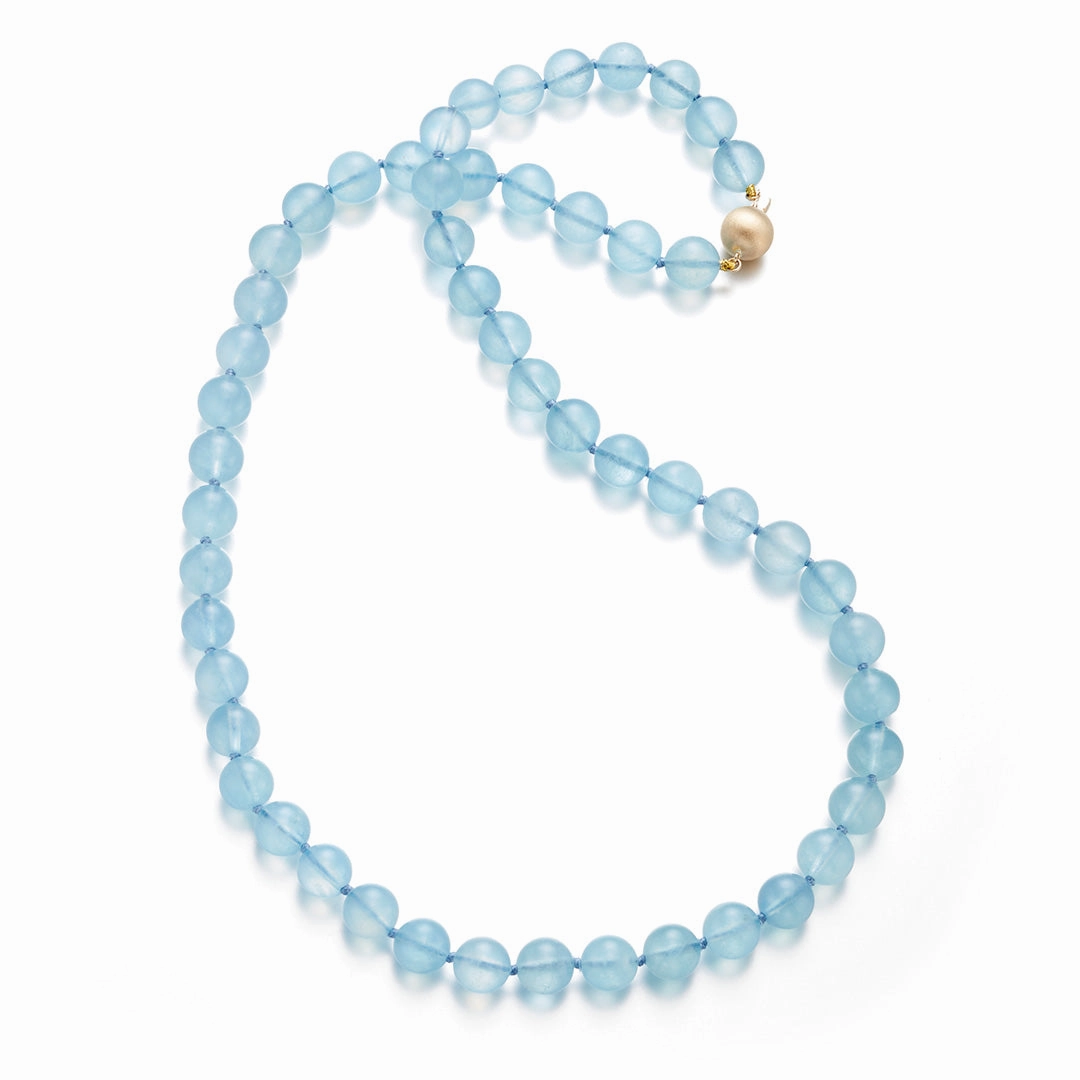 10mm Aquamarine Long Necklace