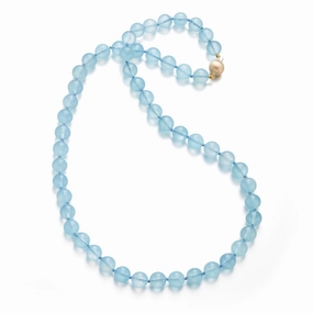 10mm Aquamarine Long Necklace