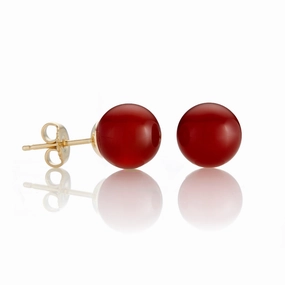 10mm Carnelian Bead Earrings