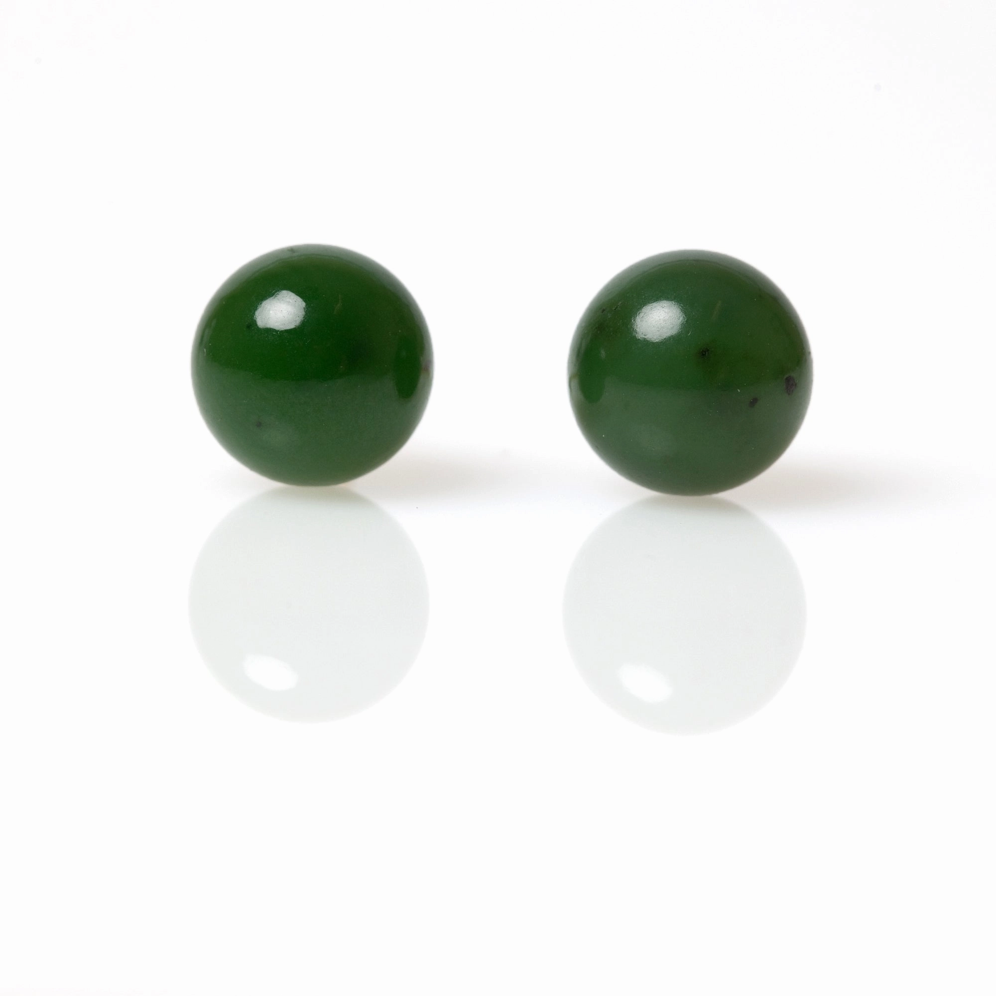 10mm Green Nephrite Jade Bead Earrings