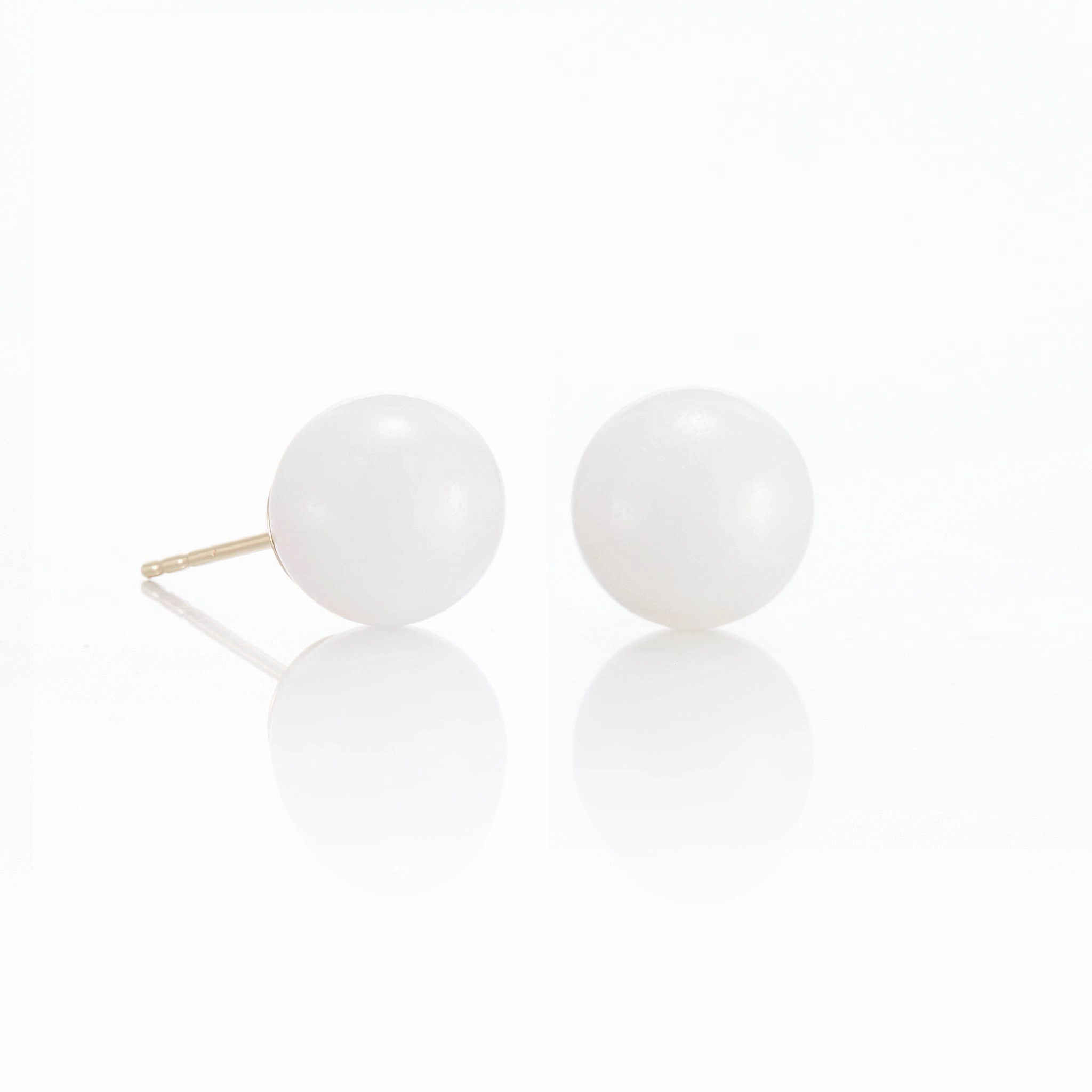 10mm White Jade Earrings