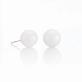 10mm White Jade Earrings