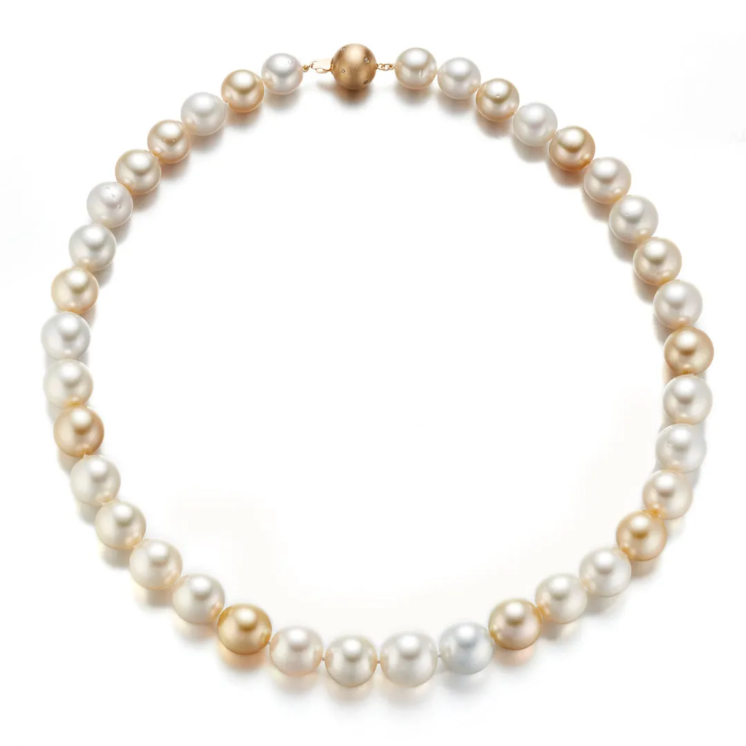 11-14mm Baroque White & Gold South Sea Pearl Necklace