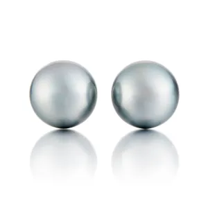11.7mm Silver Gray Tahitian Pearl Earrings