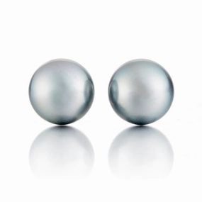 11.7mm Silver Gray Tahitian Pearl Earrings