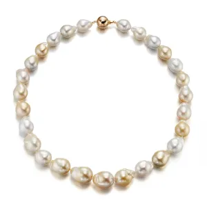 12-16mm Baroque White & Golden South Sea Pearl Necklace