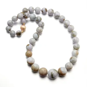 12-20mm Graduated Mottled Blue, Green & Lavender Jade Necklace