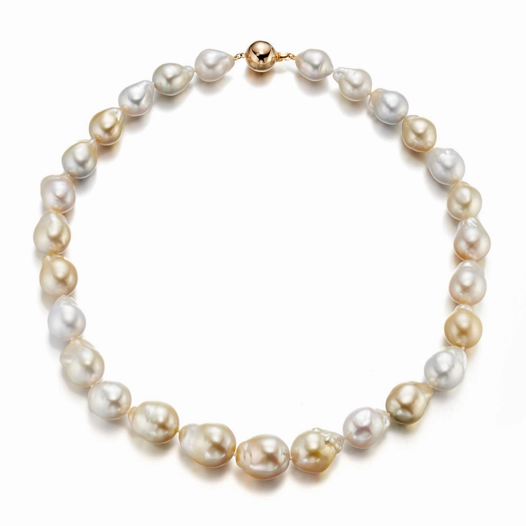 12-16mm Baroque White & Golden South Sea Pearl Necklace