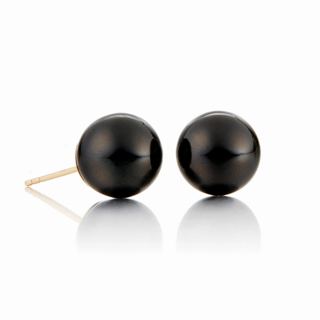 12mm Black Jade Bead Earrings