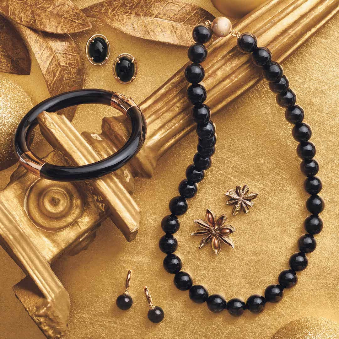 12mm Black Nephrite Jade Bead Necklace, 18"