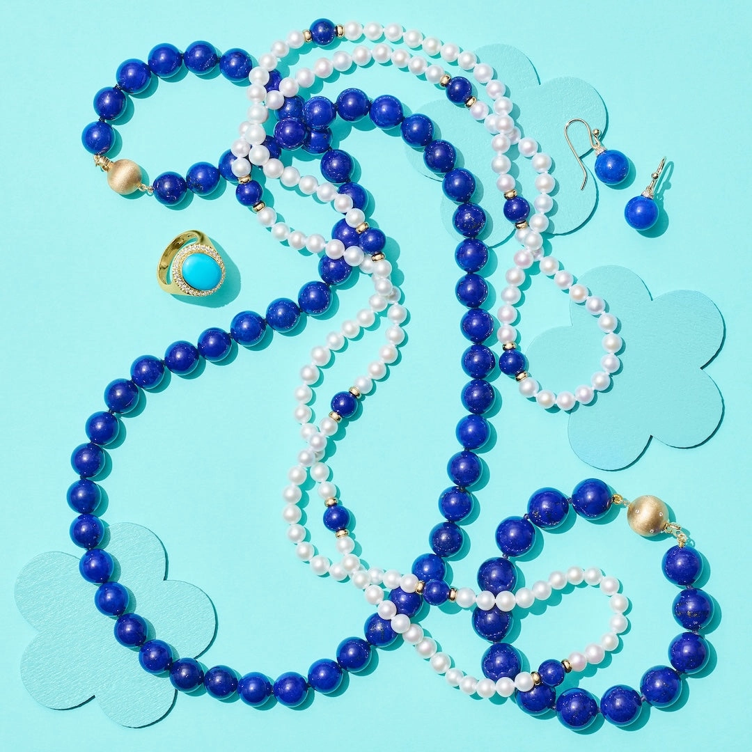 12mm Lapis Bead Bracelet