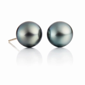 13mm Gray Tahitian Pearl Earrings