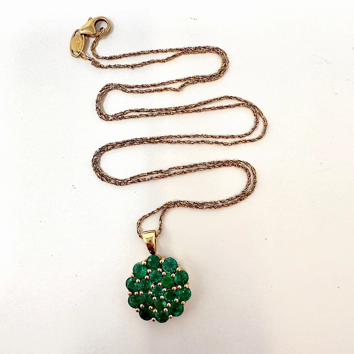 14K Gold 20" Pendant Necklace with Green Onyx