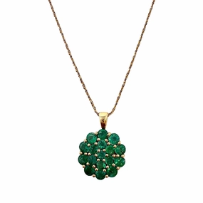 14K Gold 20" Pendant Necklace with Green Onyx