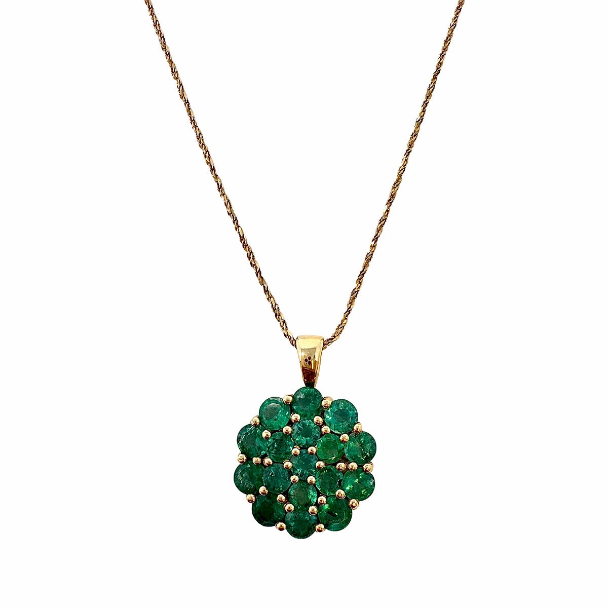 14K Gold 20" Pendant Necklace with Green Onyx