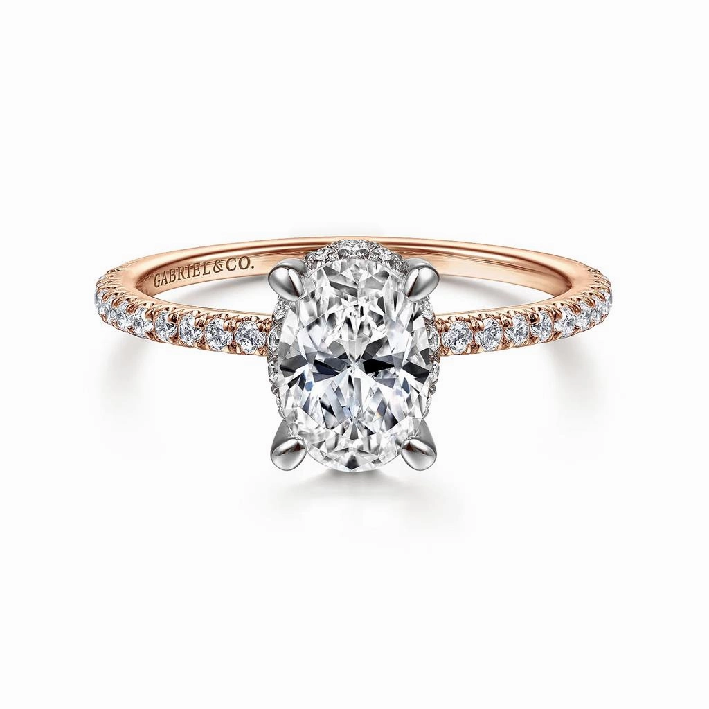 14K Rose And White Gold 'Hart' Hidden Halo Diamond Engagement Ring