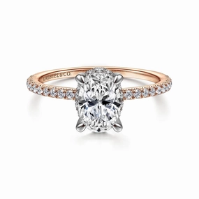14K Rose And White Gold 'Hart' Hidden Halo Diamond Engagement Ring