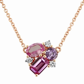 14K Rose Gold 'Tesserae' Lilac Cluster Necklace