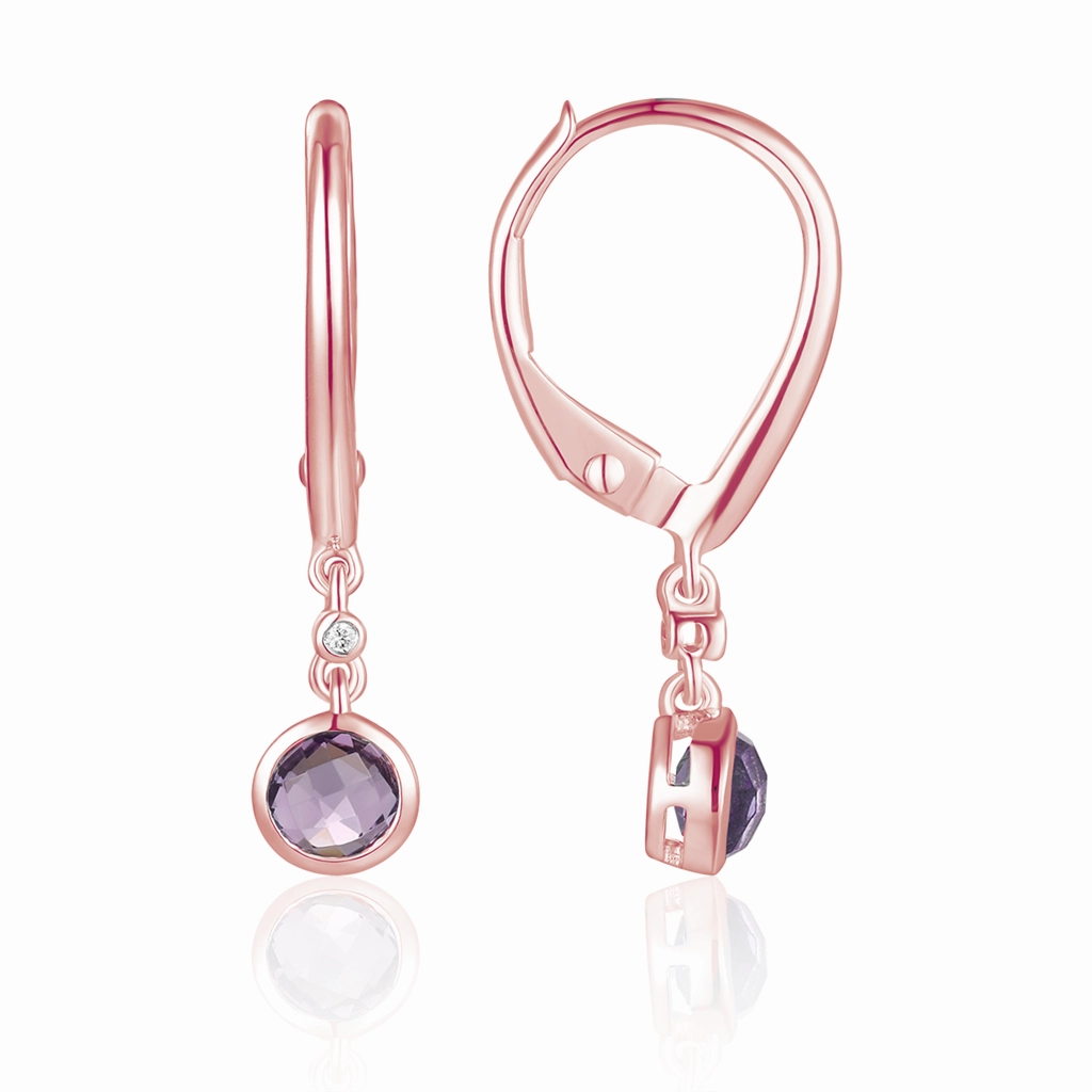 14K Rose Gold Diamond And Amethyst Drop Earrings
